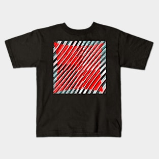 Red diagonals with some blue, black and white Kids T-Shirt